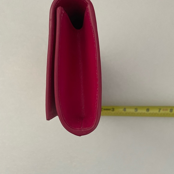 SAINT LAURENT Clutch Bag Leather Red/Fold Trim MSRP $895 - Picture 3 of 8